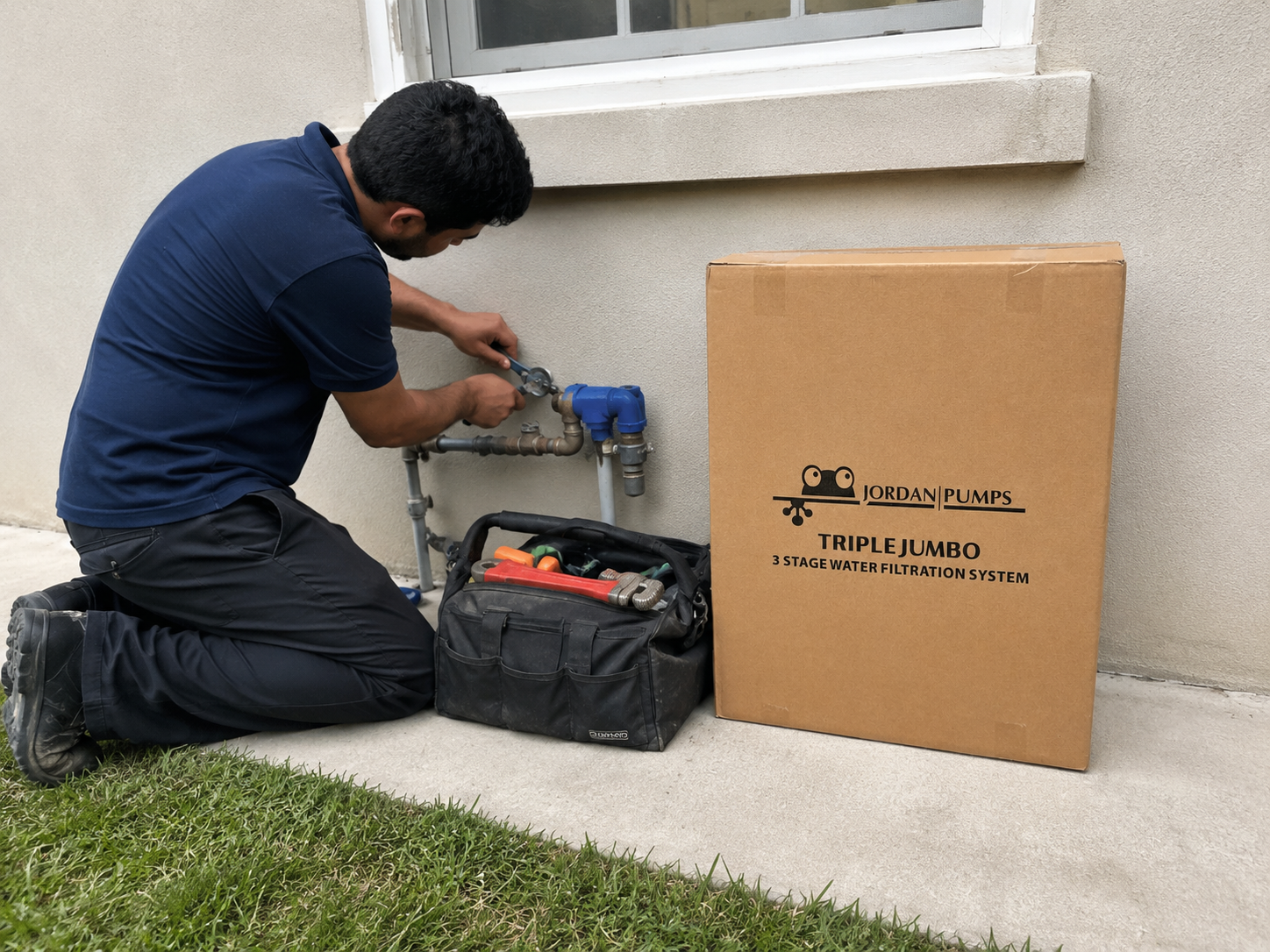3 Stage 20" Big Blue Whole House Water Filtration System - Image 3